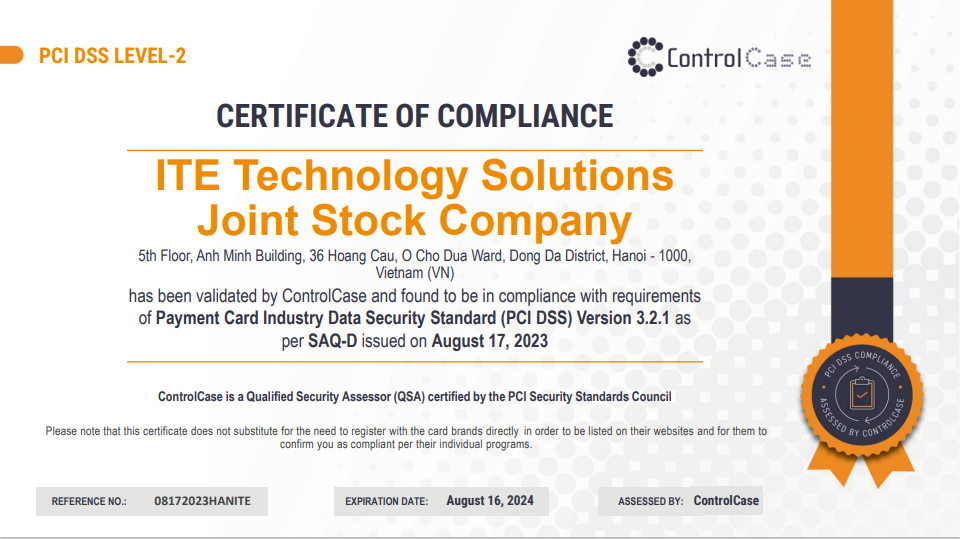 BÁO ĐIỆN TỬ CỦA VTV NEWS VÀ BỘ CÔNG THƯƠNG ĐỒNG THỜI ĐƯA TIN ITE ĐẠT CHỨNG NHẬN BẢO MẬT PCI DSS 3.2.1 LEVEL 2